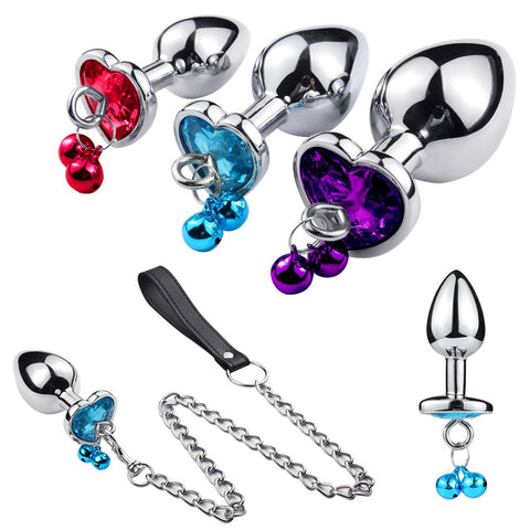 Traction Chain Bell Anal Plug Metal Anal Beads Crystal Anus Expander Erotic Beads -BH01211-Veeddydropshipping