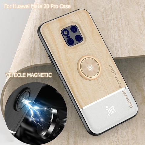 Bionic Wood Grain Mobile Phone Back Case For Huawei Mate 20 Pro Lite 20X Magnetic Adsorption Ring-PA00256-Veeddydropshipping