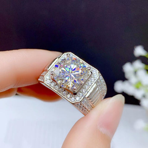5ct Moissanite Men Ring 925 Silver  Diamond Substitute-JW00003-Veeddydropshipping