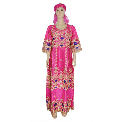 Women African Bazin Riche Dashiki Embroidery Dresses-WF01512-Veeddydropshipping