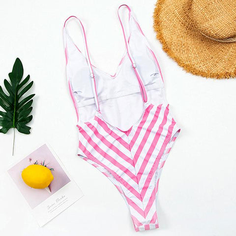 New Sexy Backless Striped Women Swimwear One Piece Swimsuit Female monokini -OS00128-Veeddydropshipping