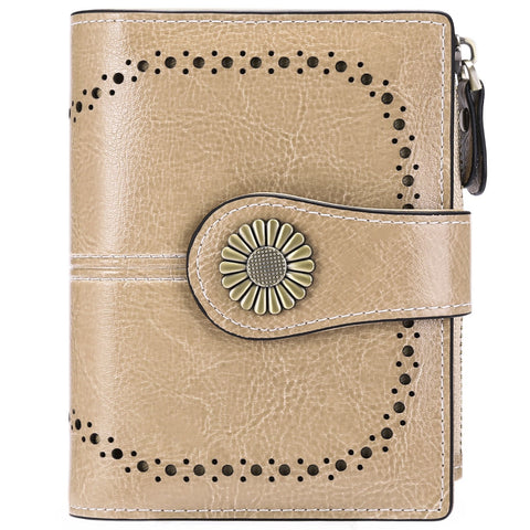 Wallet Luxury Brand Oil Wax Genuine Leather Coin Purses Zipper Card-BS00181-Veeddydropshipping