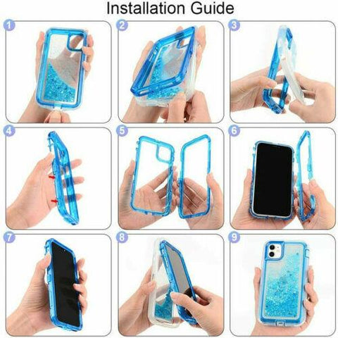 For Samsung Galaxy S10e S10 S10+Plus Defender Liquid Glitter Case Cover-PA00094+Veeddydropshipping