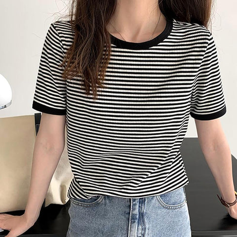 Women Summer Striped T-shirts For Women Clothing-Veeddydropshipping