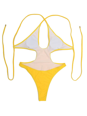2023 Sexy Solid Hollow Out One Piece Swimsuit Female Plus Size Swimwear-OS00138-Veeddydropshipping