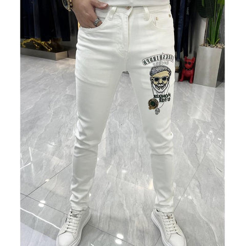 portrait Pattern Jean Men Slim Little Feet Trend Heavy-MF00571-Veeddydropshipping