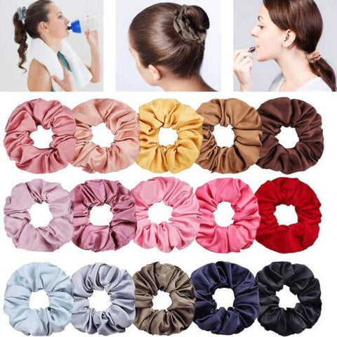 Hair Satin Silk Solid Ponytail Hair Ties Rope-WF01065-Veeddydropshipping