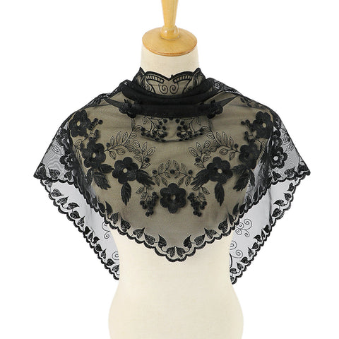 Women Head Covering Scarf Lace Church Veil-WF01466-Veeddydropshipping