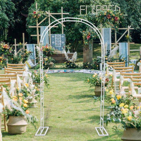 White Wedding Arch Metal Trellis Stand-HA01693-Veeddydropshipping