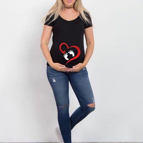 Summer Funny Cartoon Print Maternity Pink Clothing Plus-Size Short-TB00562-Veeddydropshipping