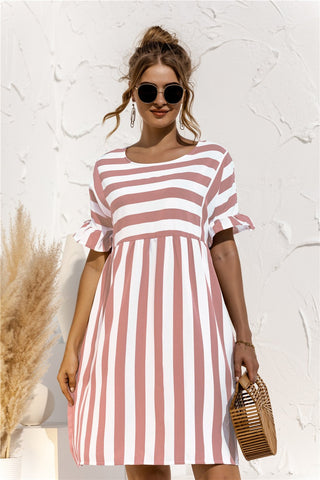 Women Summer Beach Dress Maternity Clothes Loose Striped Ruffles-TB00579-Veeddydropshipping