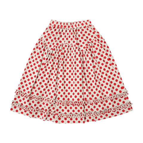Women polka dot lace skirt elastic waist short pleated lace-WF00458-Veeddydropshipping