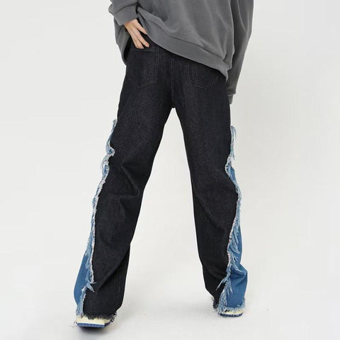 Patchwork Straight Men Grunge Jeans Pants Y2K-MF00682-Veeddydropshipping