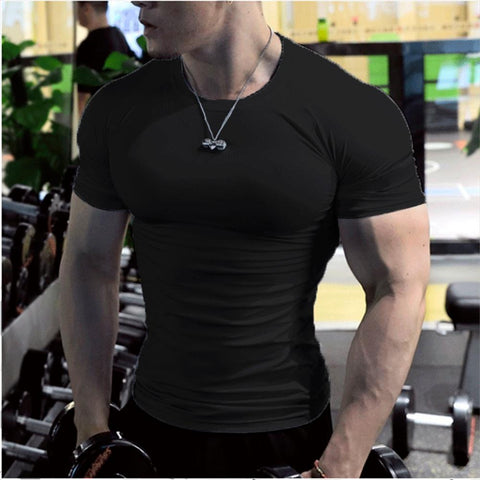 Summer Short Sleeve Fitness T-shirt Running Sports Fitness Muscle T-shirt Plus Size-Veeddydropshipping