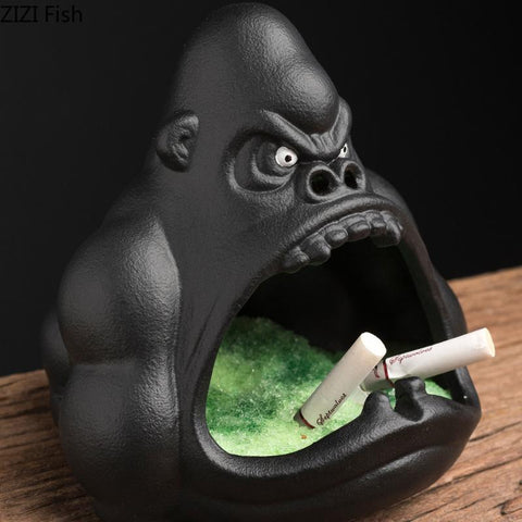 Ceramic Cartoon Animal Ashtray Orangutan-HA00995-Veeddydropshipping