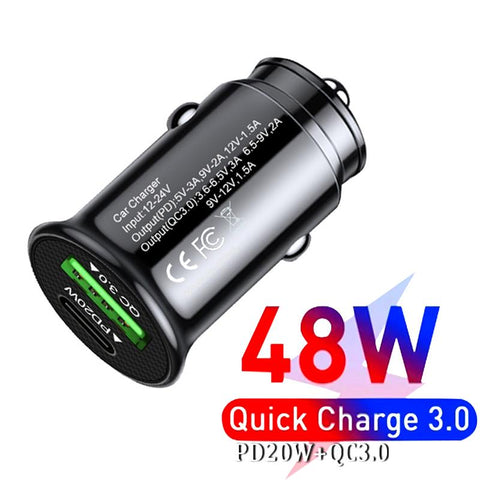 Type C USB 2 Port Car Charger Phone Charger Fast Charging-PA01158-Veeddydropshipping