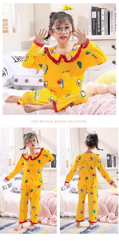 3-14 Year Wear BIG Girl Spring Autumn Long Sleeve Cute Pajamas Sets-TB01105-Veeddydropshipping