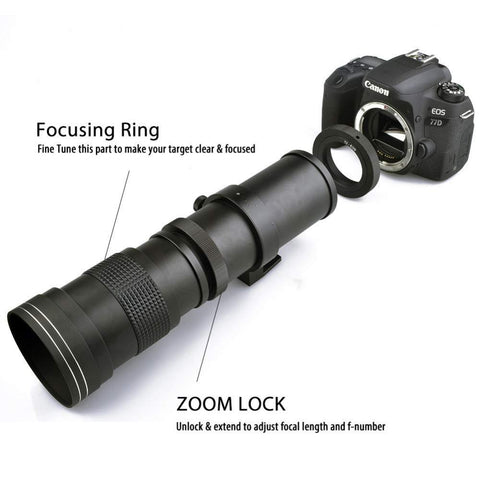 420-800mm F8.3-16 Super Telephoto Lens Manual Zoom Lens +T2 Adaper Ring-CE00378-Veeddydropshipping