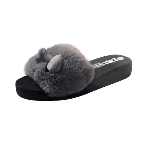 Slippers Women Slip-on Open Toe Flat Warm Winter Slipper-BS01110-Veeddydropshipping
