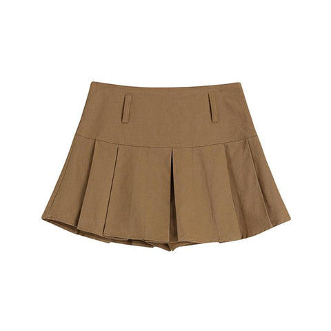 College Style Pleated Skirt Casual A-line Shorts Skirts-WF00393-Veeddydropshipping