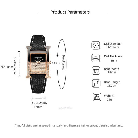 Diamond Luxury Leather Ladies Quartz Watch Crystal -JW00940-Veeddydropshipping