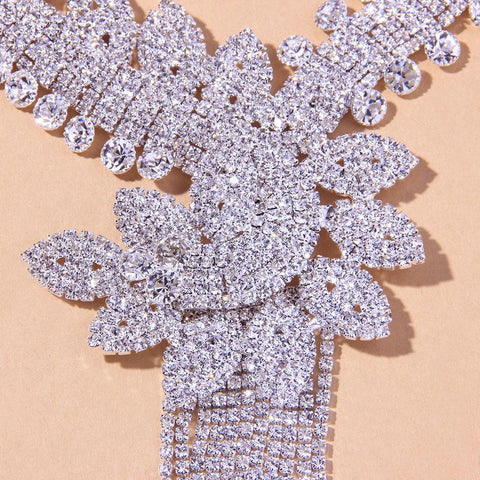 Luxury Flowers Rhinestone Bridal Jewelry Sets  -JW00353-Veeddydropshipping