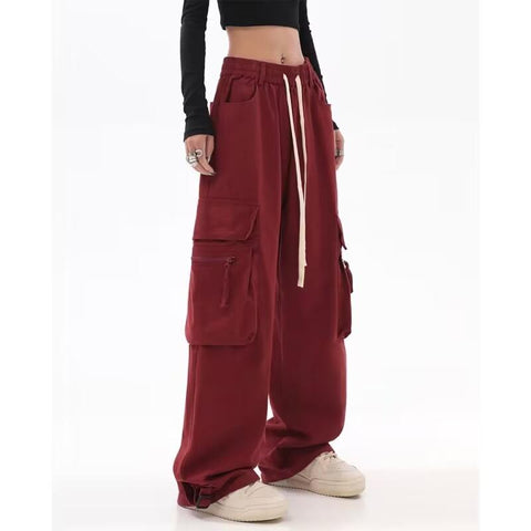 Vintage Women Cargo Pants Low Waist Trousers-WF00510-Veeddydropshipping