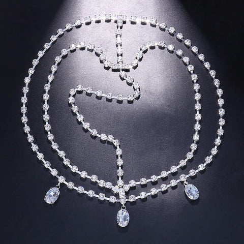 Indian Rhinestone  Water Drop Forehead Chain Headband Hair  -JW00510-Veeddydropshipping