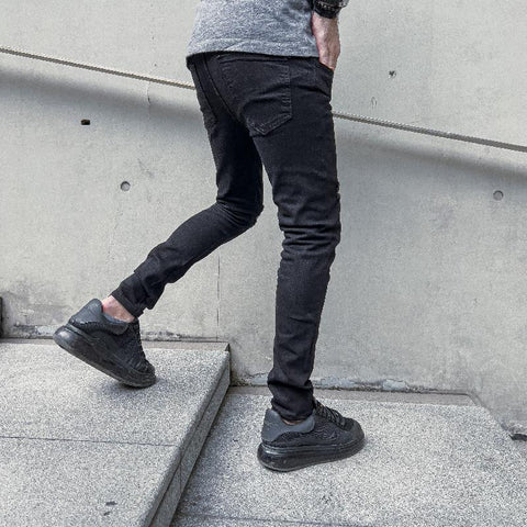 Ripped Slim Pencil Jeans Pants Male Fashion Solid Hip-MF00576-Veeddydropshipping