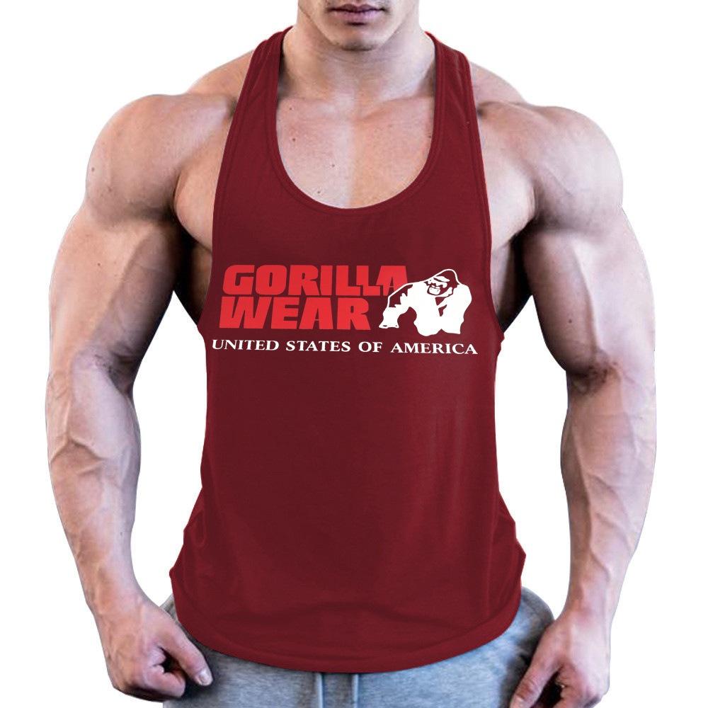 Fitness Tank Top GYM Summer Cotton Sweat-absorbing Code Wide Shoulder Print-Veeddydropshipping