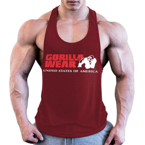 Fitness Tank Top GYM Summer Cotton Sweat-absorbing Code Wide Shoulder Print-Veeddydropshipping