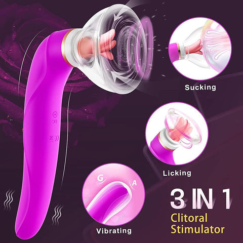 Pussy Sucking Dildo Vibrator Sex Toys for Woman Tongue Licking Clitoris-BH01283-Veeddydropshipping