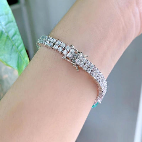 100% 925 Sterling Silver Luxurious Emerald Bracelet Diamond -JW00110-Veeddydropshipping