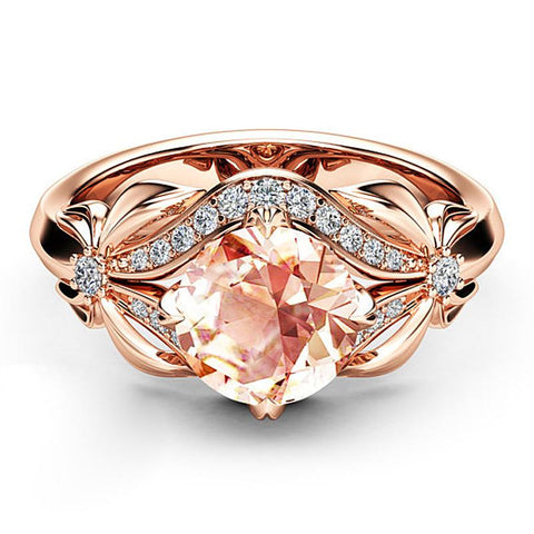 18K Rose Gold Ring Gemstone Wedding Ring for Women-JW00012-Veeddydropshipping