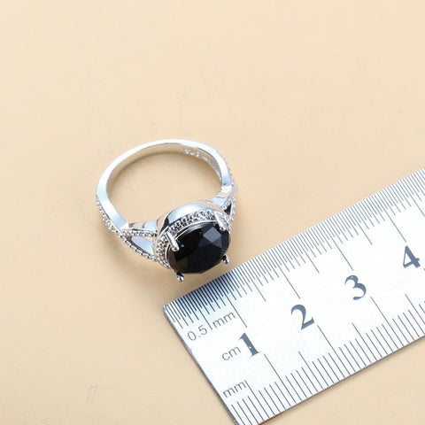 Sell Well Wedding 925 Jewelry Sets Black Zircon Dangle -JW00381-Veeddydropshipping