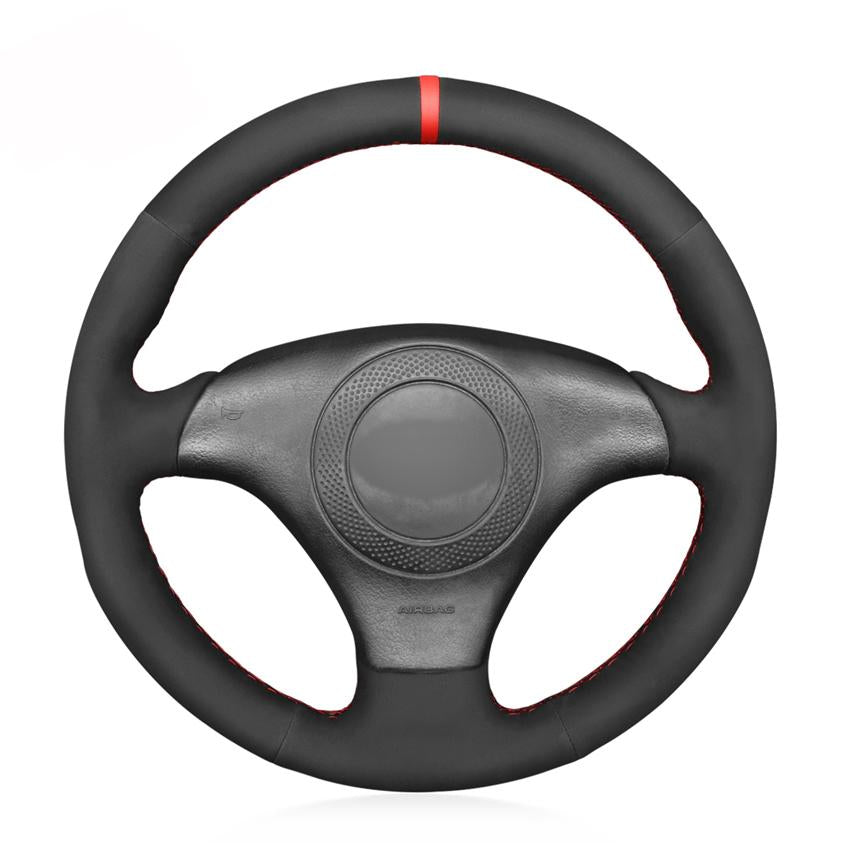 Black Suede Red Marker No-slip Car Steering Wheel Cover for-AM01370-Veeddydropshipping