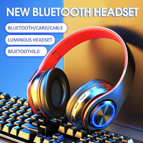 Wireless Light emitting Headset Bluetooth Headset Subwoofer Stereo Pluggable -CE01046-Veeddydropshipping