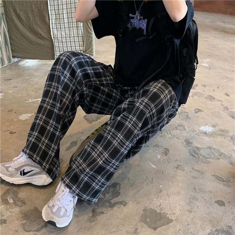 Plaid Pants Men S-3XL Casual Straight Trousers-Veeddydropshipping