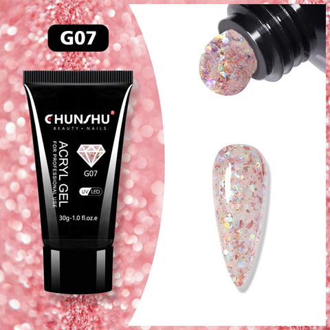 30ML Acryl Gel Nail Art Extension Reflective Glitter Poly UV -BH01001-Veeddydropshipping