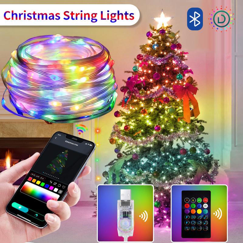 WS2812B LED String Light BT RGB Christmas Lights Party 5m 10m Music APP-TI00908-Veeddydropshipping