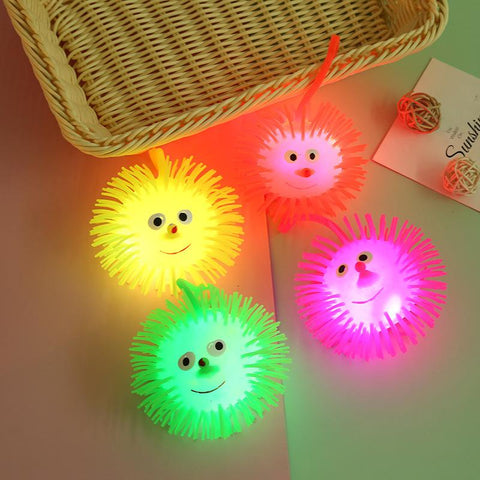 Glowing Fluffy Ball Squeeze Smiley Face Elastic Flash Vent Ball-TB01537-Veeddydropshipping