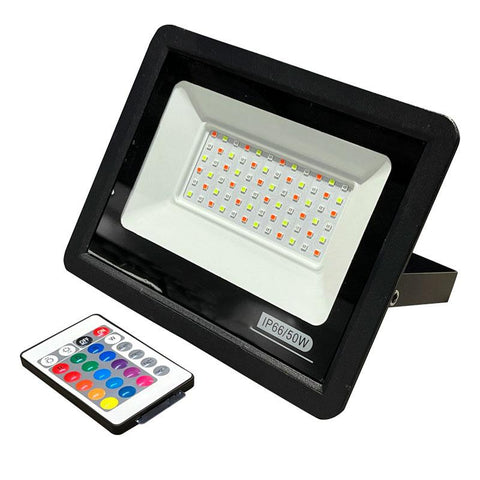 RGB LED Floodlight 100W Flood Light Remote Control Outdoor Wall Washer Lamp-TI00871-Veeddydropshipping