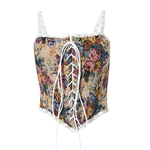 Women’s Tanks Vintage Jacquard Sexy Boat Neck Corset-WF00252-Veeddydropshipping