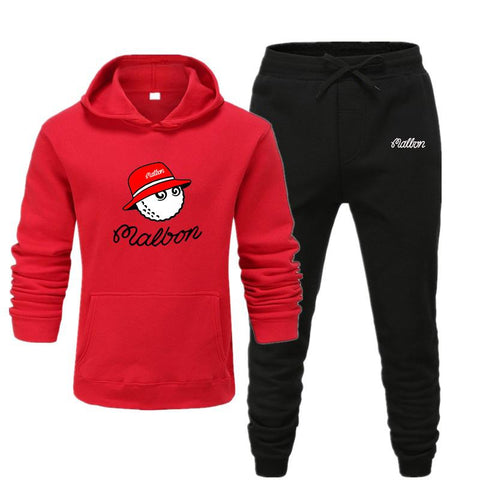 Malben Golf Wear Men's Fleece Hoodie + Pants Winter 2022  Jacket Fashion Casual -OS00635-Veeddydropshipping
