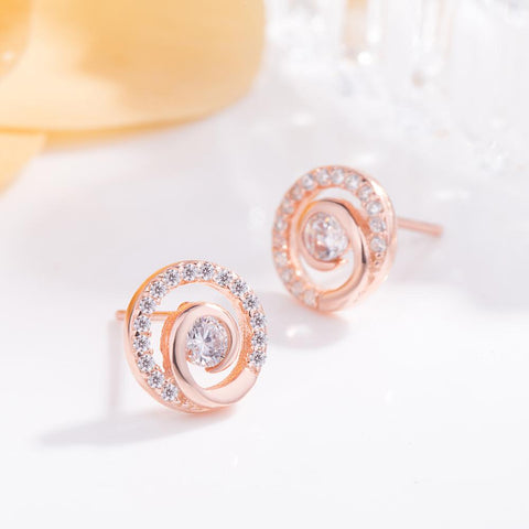 100% Original 925 Sterling Silver Earrings Cubic Zircon Round  Jewelry -JW01438-Veeddydropshipping