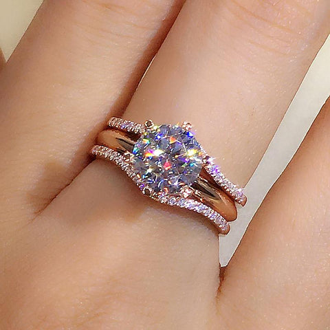 Designed Cubic Zirconia Rings Wedding Engagement Bands Jewelry -JW00567-Veeddydropshipping