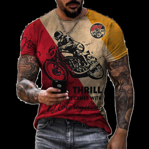 T-shirt 3D vintage motorcycle oversized T-shirt men's clothing bicycle racing T-shirt-Veeddydropshipping