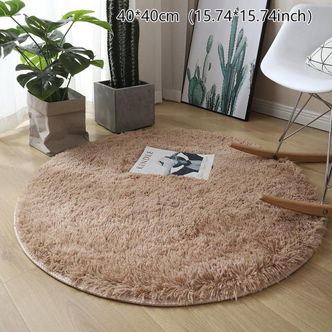 Wool Rug Living Room Carpets Faux Fur Round Mat-HA00473-Veeddydropshipping