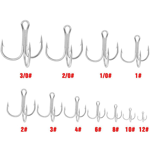 10Pcs Ahite Nickel  Super Sharp Fishhooks Treble Fishing Hooks  High Carbon -OS00588-Veeddydropshipping