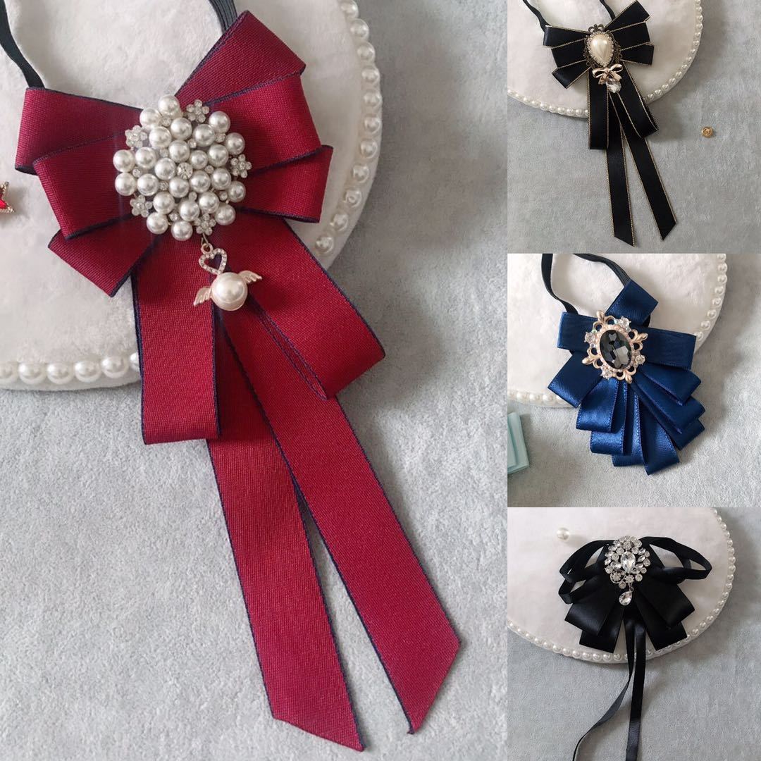 Korean Bow Tie Brooches for Women-WF01179-Veeddydropshipping